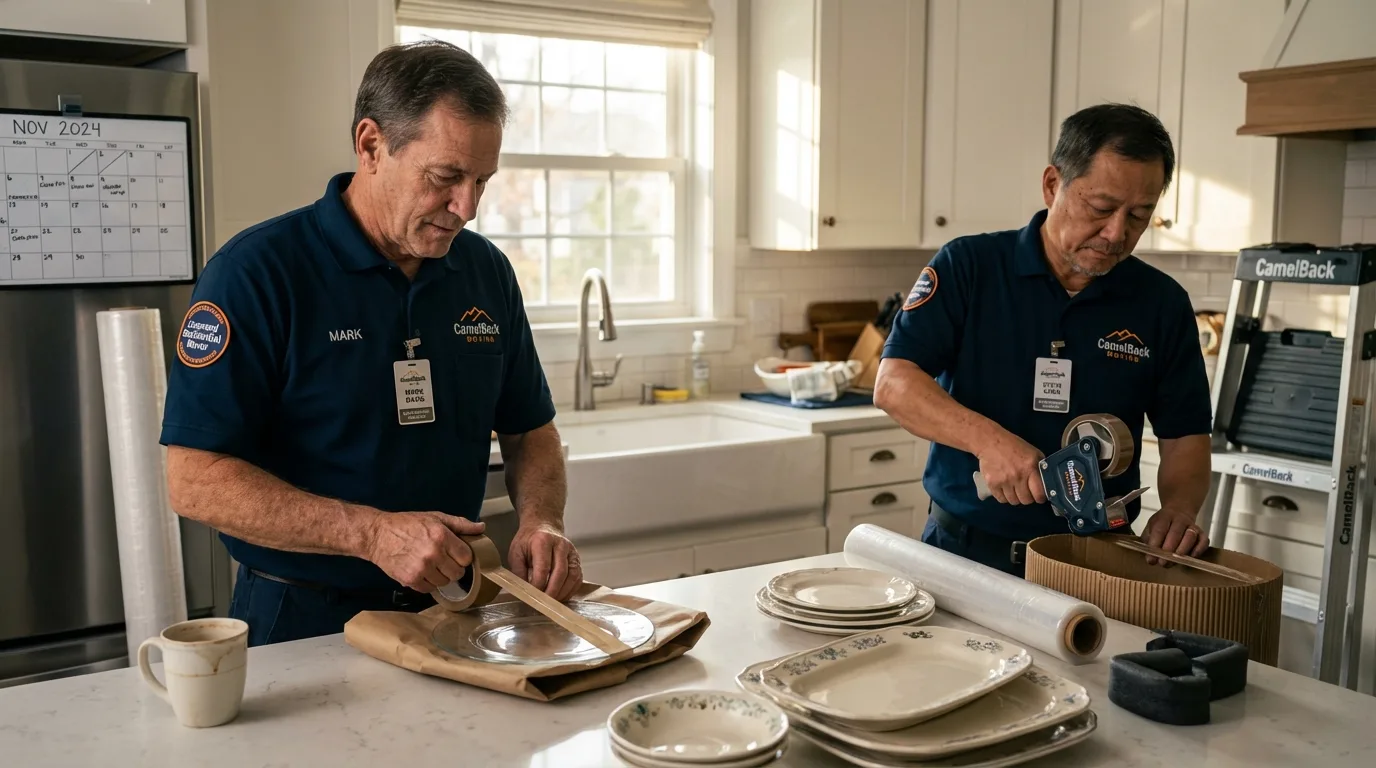 Professional crew packing kitchen dishware in Millersville, PA