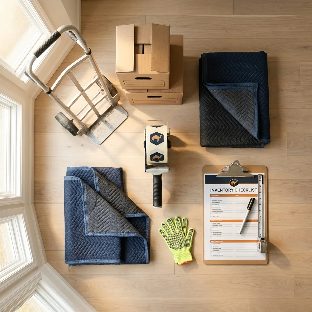 Professional moving supplies and packing materials layout for Millersville residential relocations